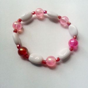 Brățară elegantă de vară pentru fetițe (alb cu roz)