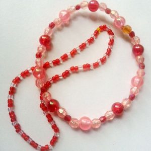 Set brățară fetiță + mărgele fantezie păpușă - roșu