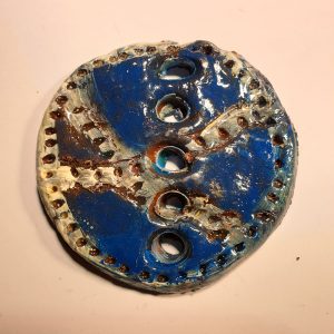 Pandantiv ceramic fantezie albastru, maro și argintiu
