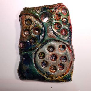 Pandantiv ceramic fantezie albastru, rosu și galben