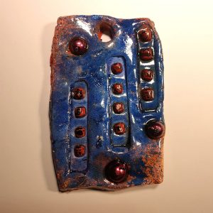 Pandantiv ceramic fantezie portocaliu și albastru