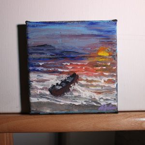 Tablou Ora 5 la Vama Veche, 10x10 - acrilic pe panză