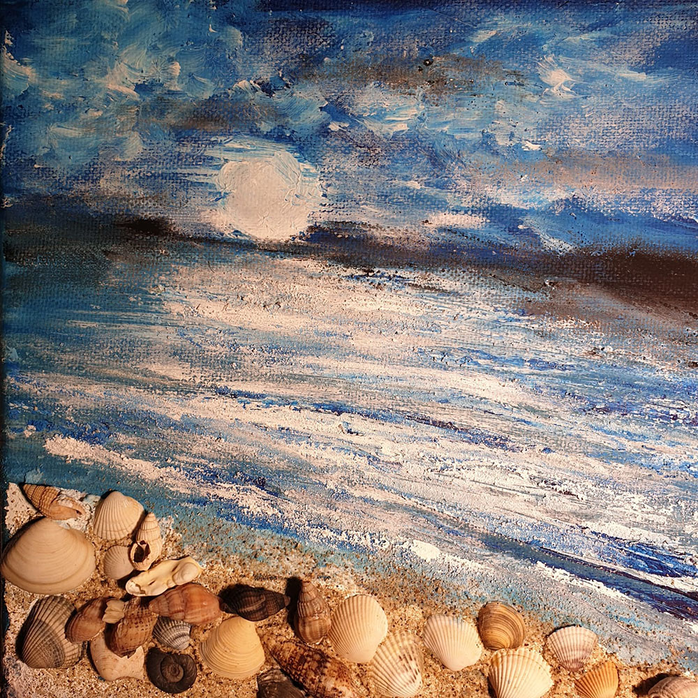 Tablou Vadu în nocturnă, 20x20 - acrilic pe pânză - imagine 3