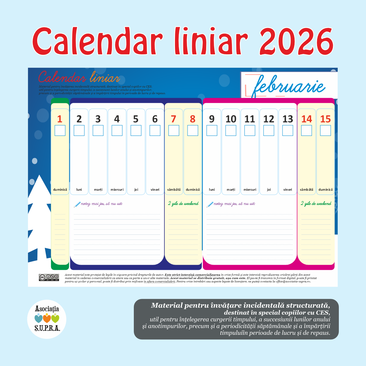 Calendar 2026 printabil pentru copii (PDF) - imagine 2