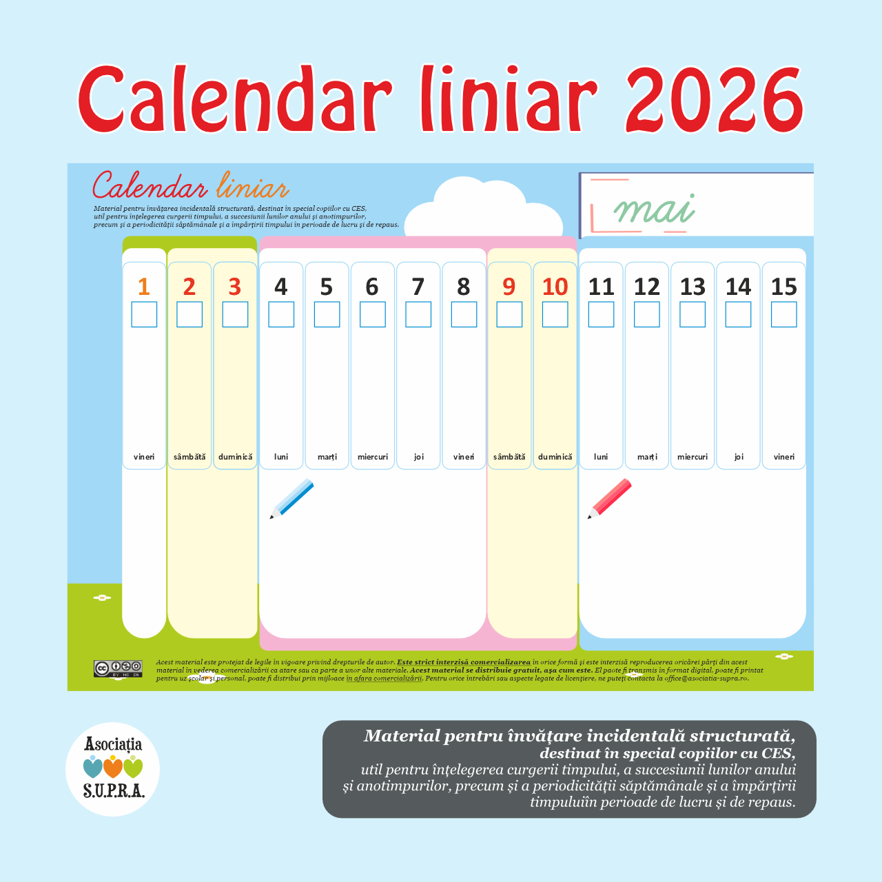 Calendar 2026 printabil SIMPLIFICAT pentru copii (PDF) - imagine 2